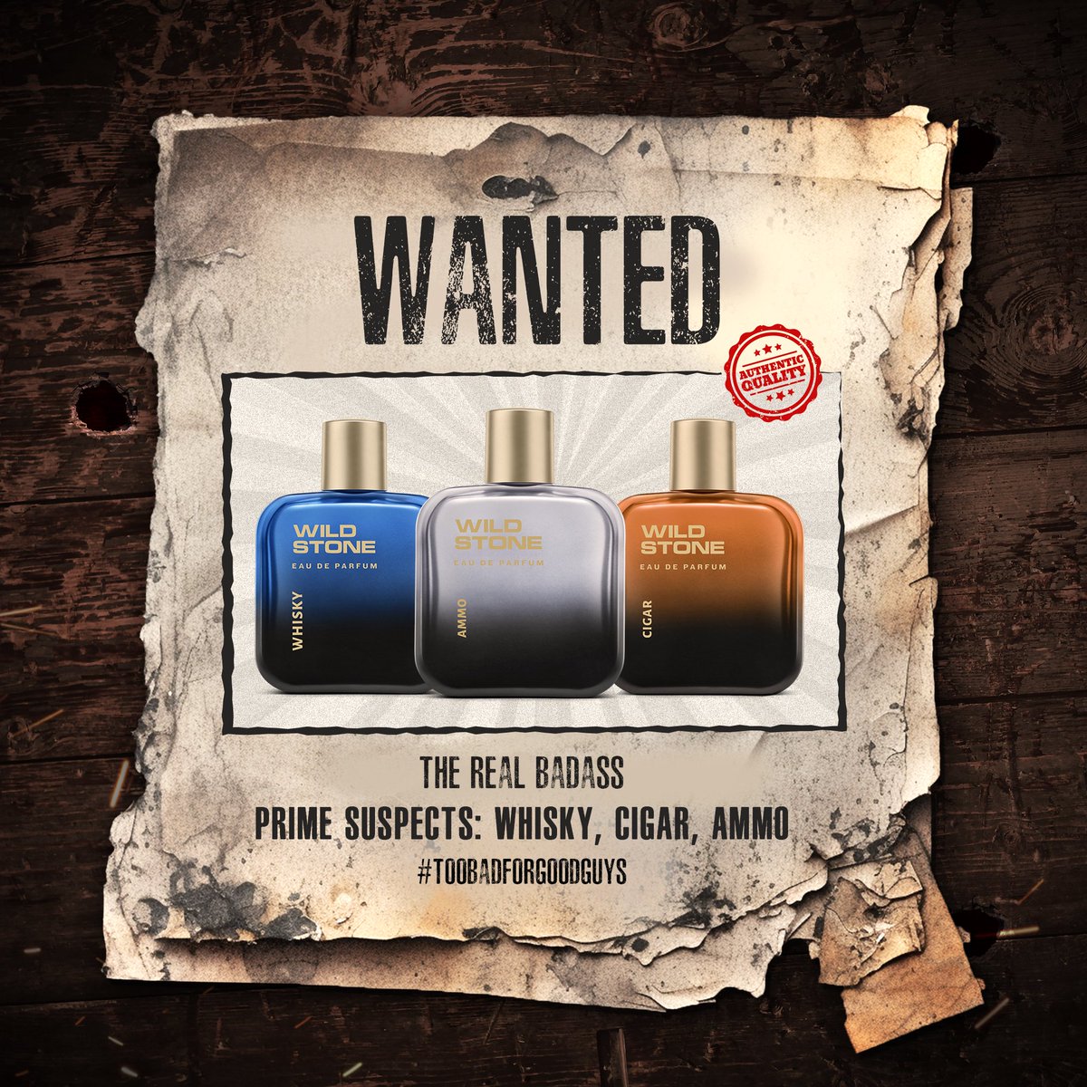 WildStoneIndia's tweet photo. Feeling daunted? Experience the charisma of the most wanted.
#TooBadForGoodGuys
#WildStone #SubtleDominance #Irresistible #Power #Thrilling #Unforgettable #ConfidenceUnleashed
#FragranceofWhisky #Whisky #Ammo #Cigar #Badass #BadassFragrances #ForSigma #SigmaMale #SigmaFragrance https://t.co/MJtHRlO6DG