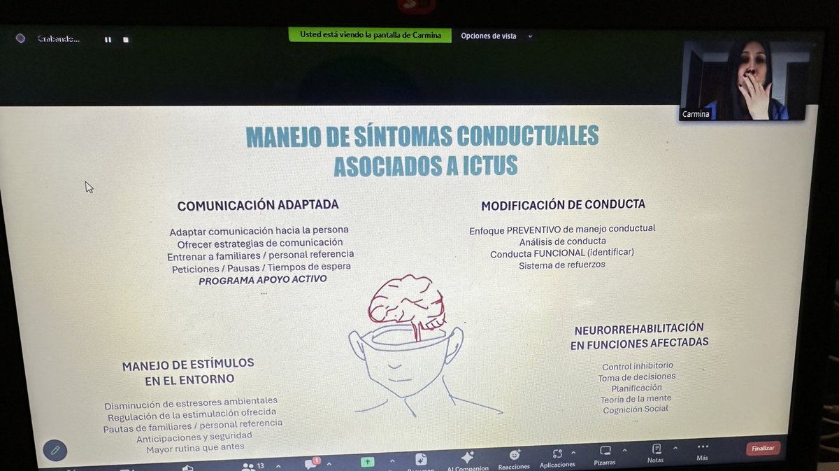 Aportaciones del manejo de la conducta en pacientes con #ictus <a href="/LaNeuronaMina/">Carmina Zamora</a>