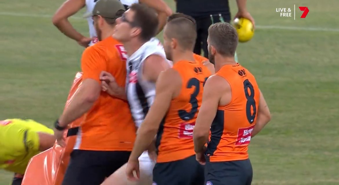 ShanedogReeves's tweet photo. Is Mason Cox the worst player in the AFL?

1. isn’t even Australian
2. Talked the most shit about GWS just to embarrass his own team
3. Refused to shake a 10 year old’s hand
4. Did more disruption to the GWS training session than their style of play
5. Failed podcaster https://t.co/zmN92P1Hty