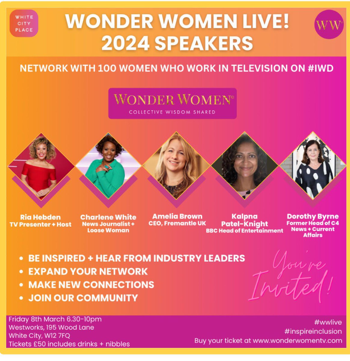 Such a wonderful and inspiring way to end International Women's Day!! Thank you Ria and to your influential, motivating speakers who lifted the roof and all our spirits 😇❤️😇 @riahebden @WonderWomenTVUK @CharleneWhite