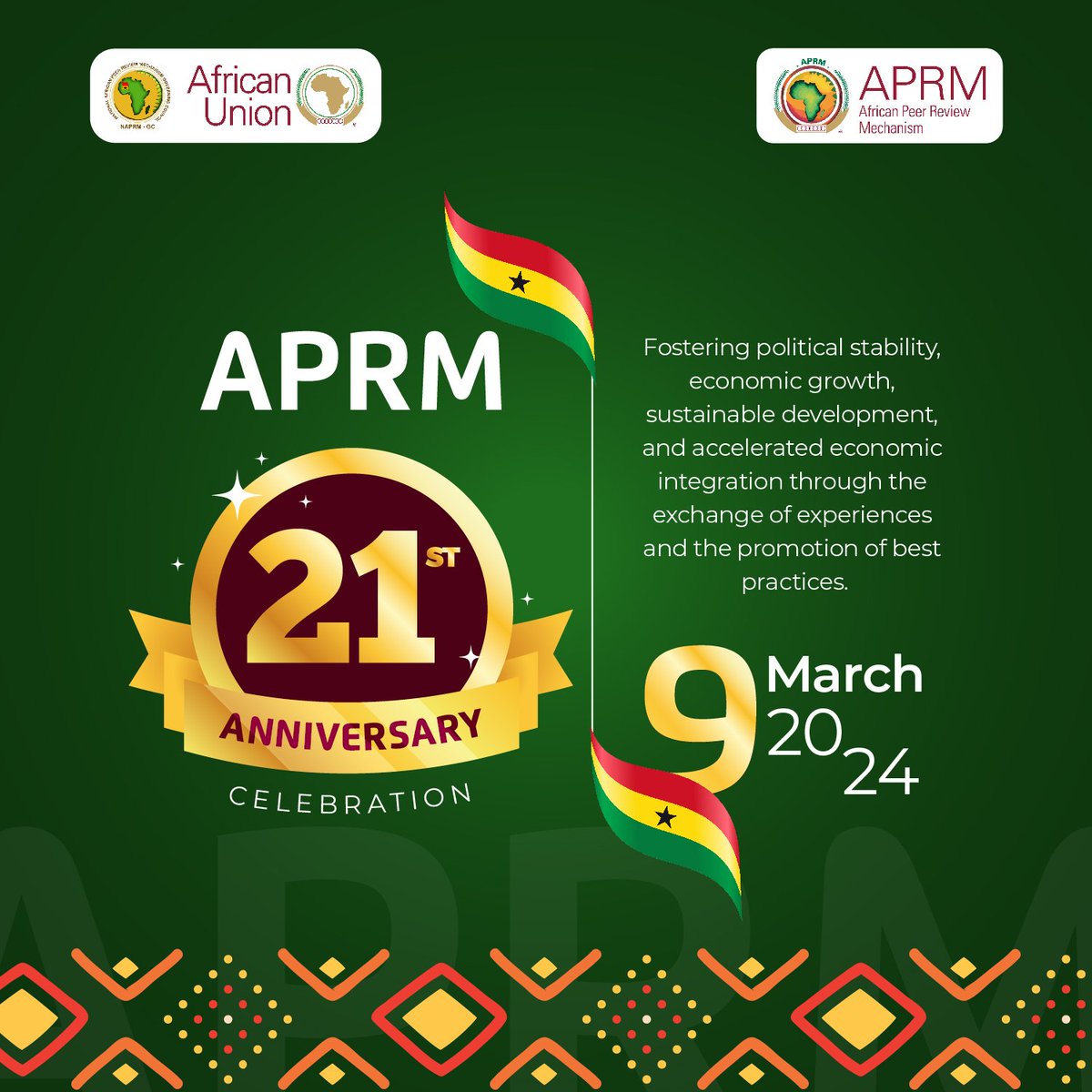 naprmgc's tweet photo. π Celebrating 21 years of APRM! π Today marks a significant milestone as we commemorate the age of maturity since our establishment in 2003. Join us in celebrating our premier African governance self-assessment tool. #APRMDay π https://t.co/OCegbfNbnX
