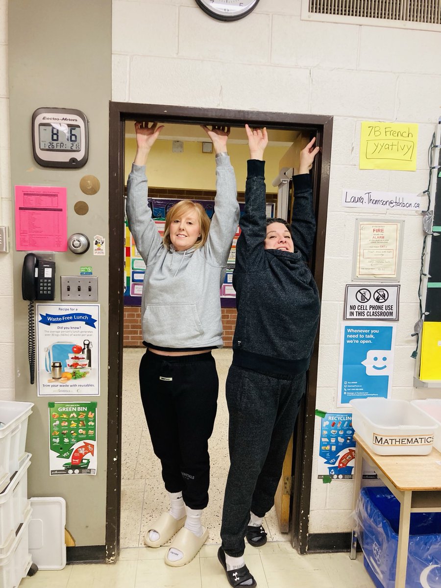 Opposites Day at Bayview:  Mrs. Thomson &amp; Ms Bartzis?  Or are those BMS students hanging off that door frame in their socks &amp; slides?!?!  ⁦<a href="/marham99/">M. Hamid</a>⁩ ⁦@schan_tdsb⁩ ⁦<a href="/LC2_TDSB/">Learning Centre 2</a>⁩