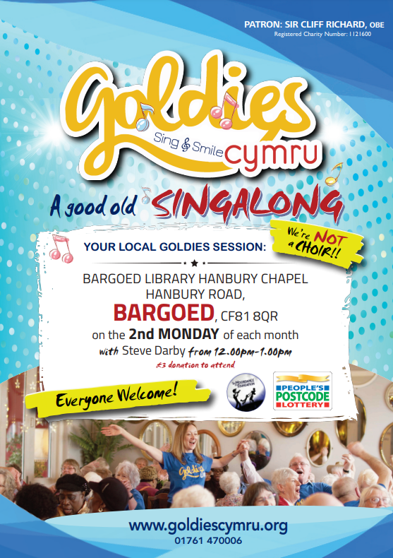 BargoedLib's tweet photo. Dydd Llun | Goldies Cymru | Dewch i gale hwyl yn canu cyda'n gilydd!
โฐ 12.00-13.00 #Bargoed #Newtredegar #Brithdir #Tirphil
Monday | Goldies Cymru | A good old sing a long! https://t.co/gHr1R5OElF