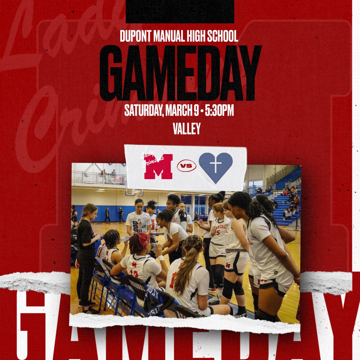 𝗚𝗔𝗠𝗘𝗗𝗔𝗬! 𝗚𝗔𝗠𝗘𝗗𝗔𝗬! 𝗚𝗔𝗠𝗘𝗗𝗔𝗬!

7th Region Championship

🆚 Sacred Heart
⏰5:30 PM
📍Valley High School

#LadyCrimsonsBasketball
#LadyCrimsonsTough
#duPontManual