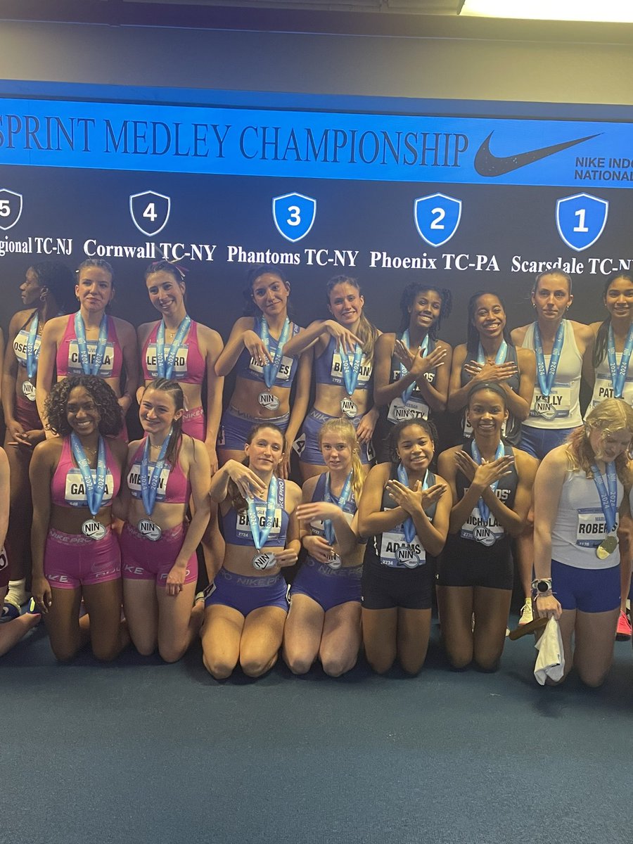 BBPGirlsXCTF's tweet photo. Congrats to the Girls SMR team of Maggie Yost, @ansley_brogan @ava_brogan &amp; @SophiaMcinnes for taking 3rd place at Nike Indoor Nationals!
Their time of 4:04.51 earns them All-American status and is the third fastest SMR in Suffolk County history!
@BBPathletics @bbpboosterclub https://t.co/YD8pEOB3kQ