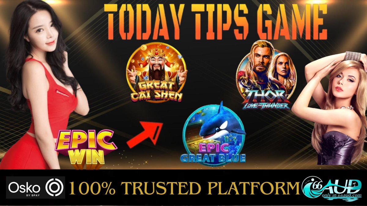 66AUD_official's tweet photo. 🌊 GAME TIPS ✨V-Power✨ TODAY 🌊
------------------------------------------
🇦🇺 Website : https://t.co/f7a7PPDGGV 🇦🇺
------------------------------------------
🤩 Epic Win 🤩
✨ Great Cai Shen
✨ Thor Love Thunder
✨ Epic Great Blue https://t.co/LDw14q8SNx
