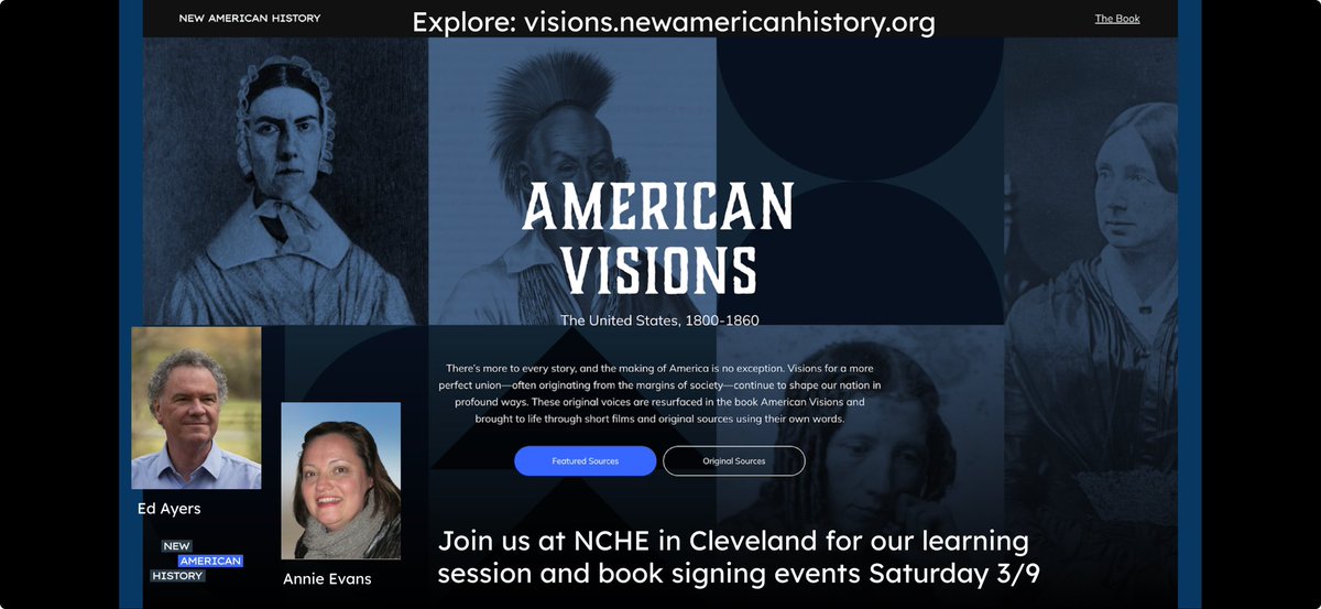 Looking forward to sharing American Visions #OER tools/resources for building inquiry-based history learning experiences here @historyed