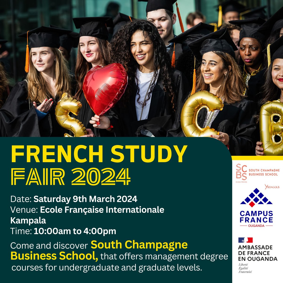 Is Business Studies your thing ? We have #SouthChampagneBusinessSchool for you as well. Pass by @lfkampala right now to speak to a represententive to guide you on how to get admitted. #RendezvousenFrance 🇫🇷