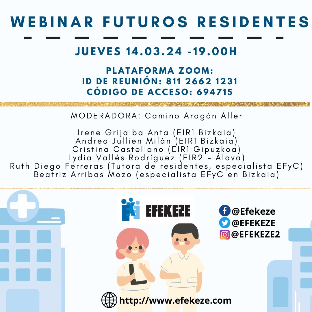 EFEKEZE's tweet photo. 🗣Webinar gratuito #efekeze #EIR #EFyC en #Euskadi:
💻Online: ZOOM️
📅14-marzo 2024: 19h
👥Comparte con quien le pueda interesar.
ℹConectate en ZOOM:
ID de reunión: 811 2662 1231
Código de acceso: 694715

🔗https://t.co/52Nc32OIH9
@Judd___ @ArrateItu https://t.co/qE3ewNVS4O