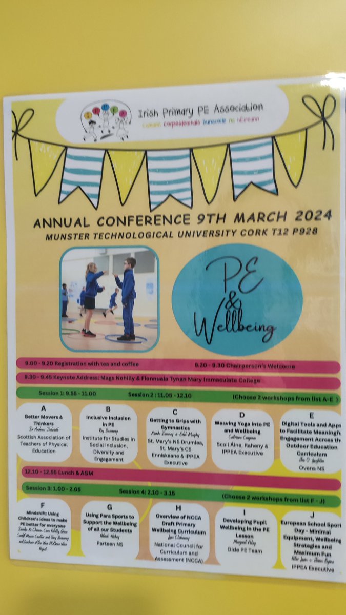 ChristinaCDuff's tweet photo. Delighted to be at @IrishPrimaryPE conference in @MTU_ie today with theme of "PE &amp; Wellbeing" taking part in some fantastic workshops. Happy to say that all participants receive a printed Bizzy Breaks print pack from @Irishheart_ie ❤️❤️❤️ https://t.co/PghwXk4nxq