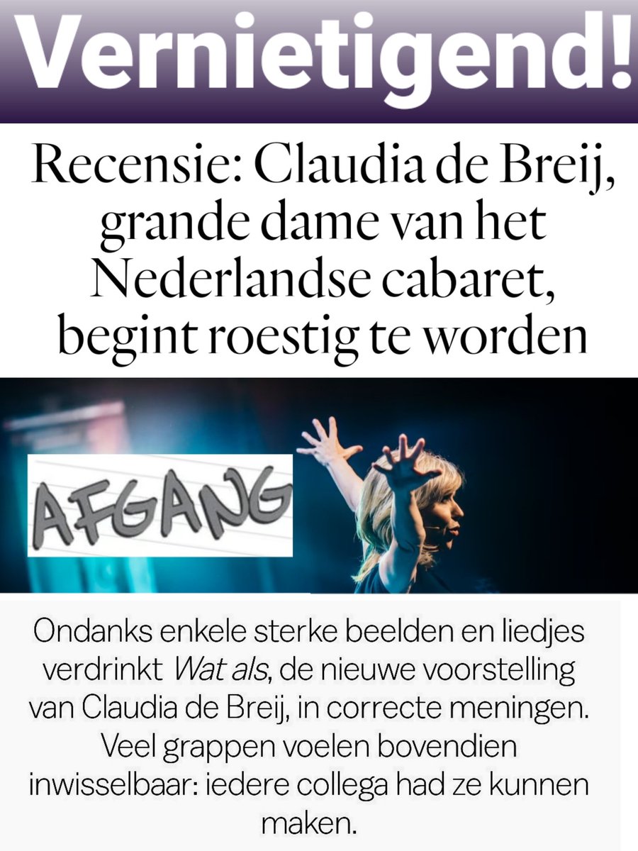 TonyHellings's tweet photo. Lachen! Het #Parool überlinkse krant, gericht op Amsterdam maakt in haar recensie korte metten met nieuwste show van de #Breij 🤣🤣 https://t.co/mxMSp29DnY