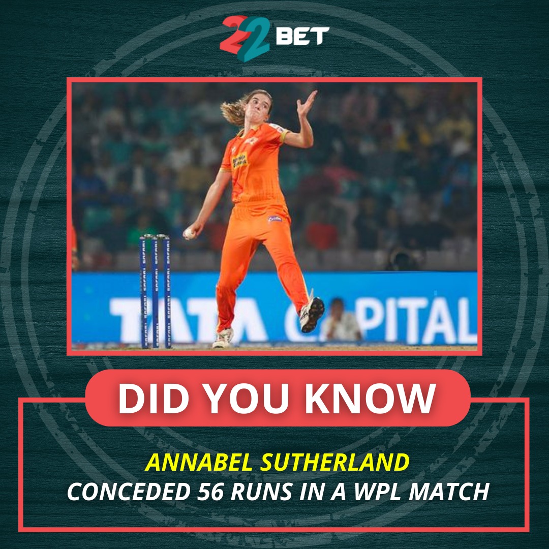 22BET_India's tweet photo. For a player of her calibre, it's a record she would like to erase from her memory! 😏

Do you remember against which team she played this match?

#wpl #wpl2024 #womenscricket #t20cricket #cricket #annabelsutherland #gujaratgiants #delhicapitals #22Bet https://t.co/MQyGfH3hCC