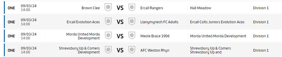 Division 1 fixtures taking place today