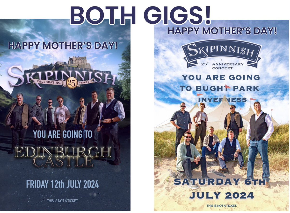 🌷Tomorrow🌷 If you’re still looking for the perfect Mother’s Day gift, make their day with a Skipinnish Anniversary Concert. 😃. These graphics can be downloaded to go along the email confirmation to go into your Mother’s Day card tomorrow. Click here - skipinnish.com/mothersday