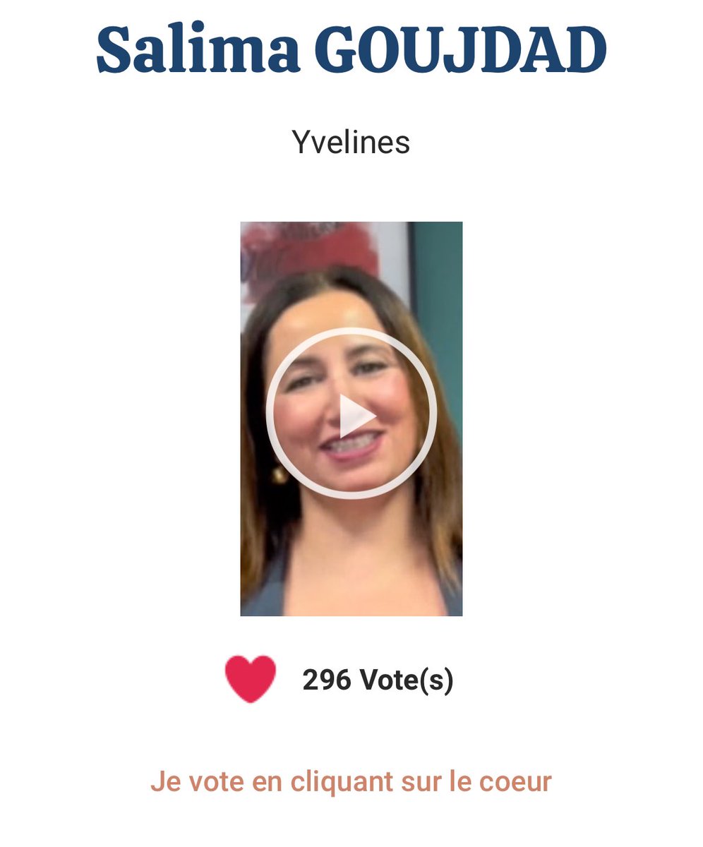 avoixegales.com/salima-goujdad/
Cher réseau,
Ma vidéo a été sélectionnée par le jury du concours à voix égales ! J'ai besoin de vos votes pour réaliser mon projet !
Cliquez sur le
lien avoixegales.com
Un grand merci pour votre soutien !
#ÉvolutionProfessionnelle