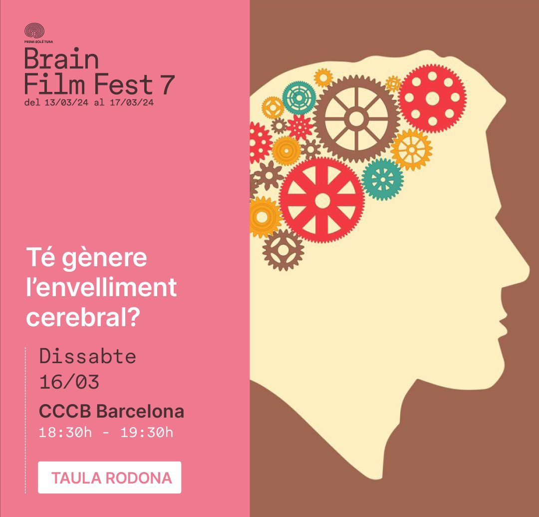 Dissabte vinent tindré el privilegi de compartir aquesta taula rodona amb @natvilortejedor i @lydiazimmermann al @brainfilmfest i tu, creus que té gènere l’envelliment cerebral? @BarcelonaBeta