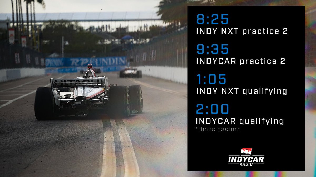 We have a full day ahead @GPSTPETE Join us for every lap on all the usual outlets @IndyCar @INDYNXT #FirestoneGP