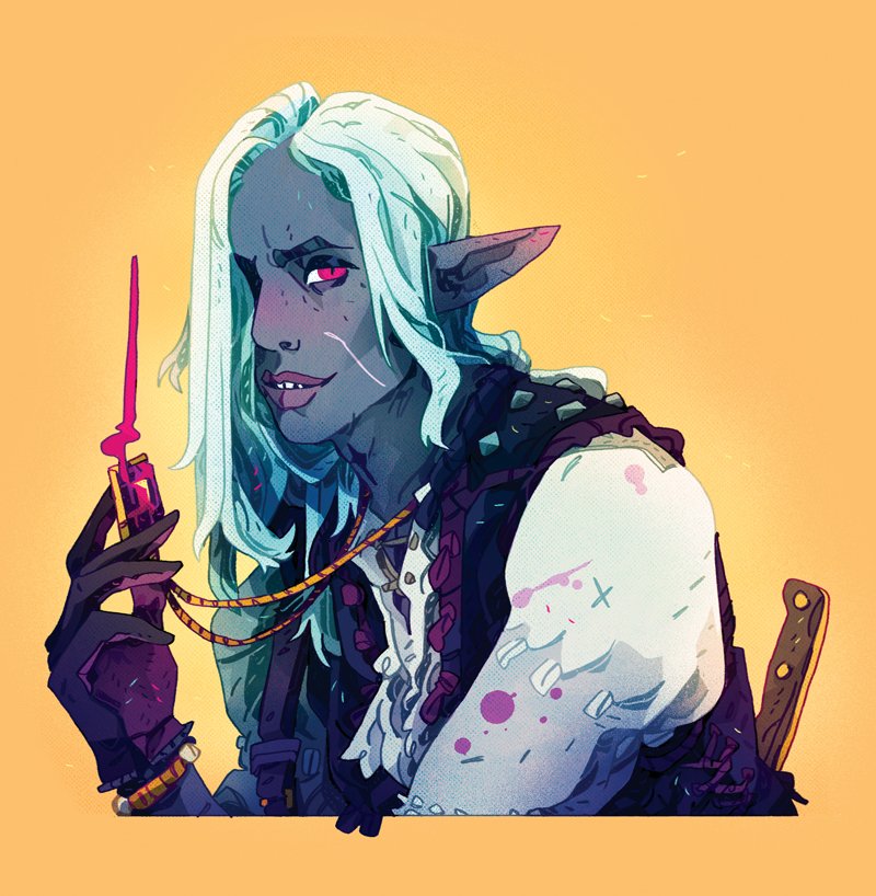 Here's Arrian a wonderful drow dhampir that belongs to @camerongraphics