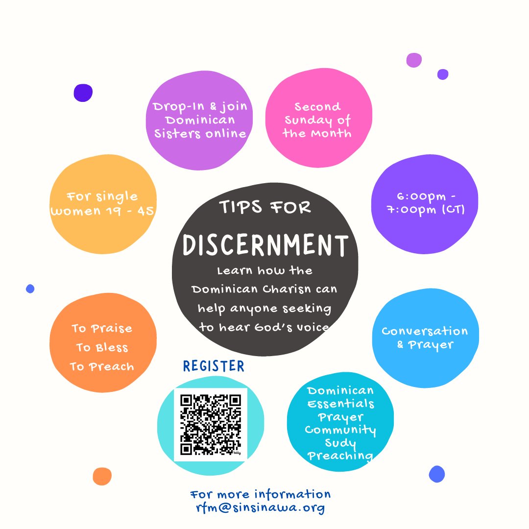 If you are a single woman ages 19 to 45, join us this Sunday, March 10, for a virtual conversation and prayer at 6 p.m. (Central). We hope to see you there! #Discernment #GroupPrayer #CatholicSisters