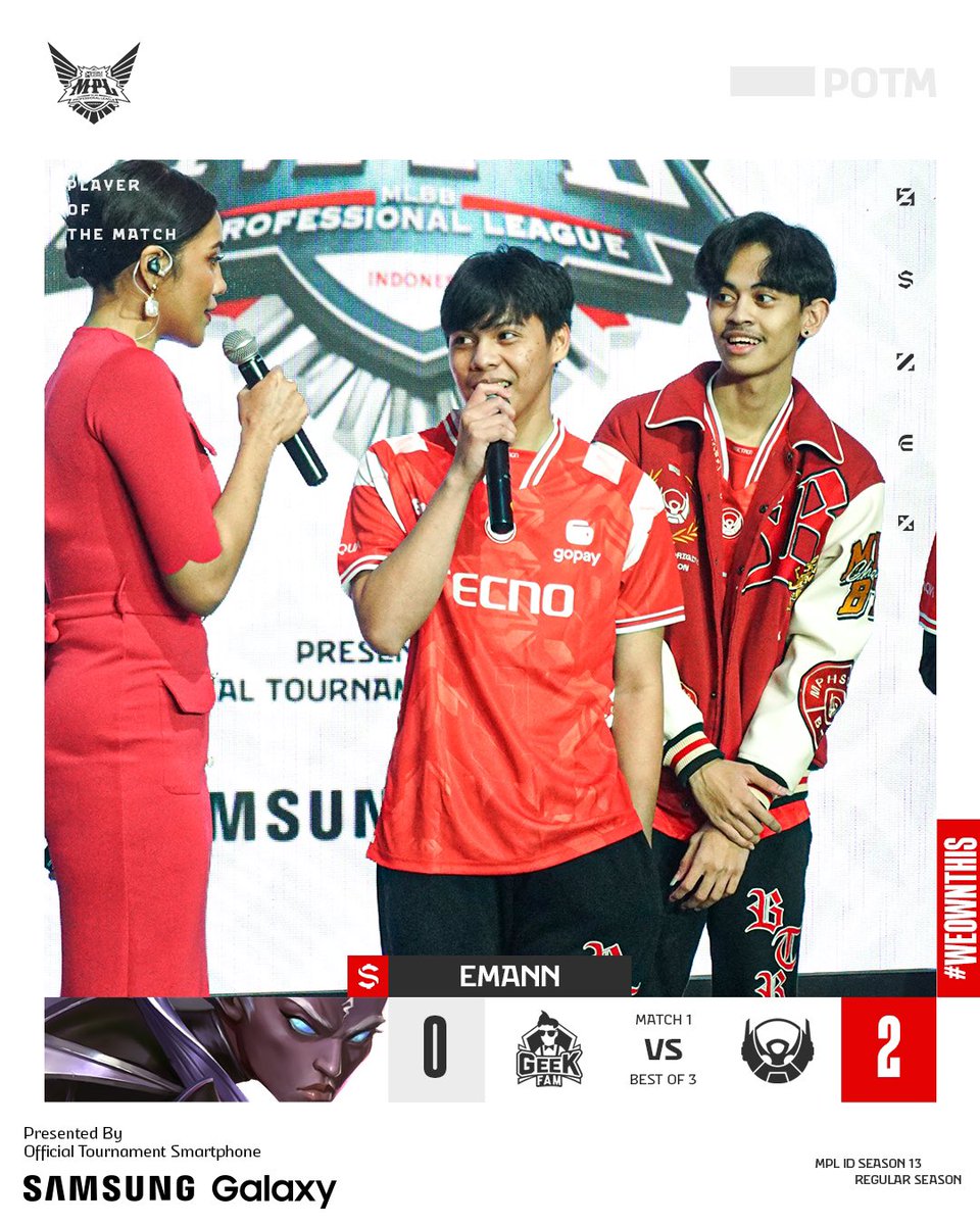 mplidofficial's tweet photo. EMANN SANG PREMANNN!! 🔥

Eman berhasil membombardir pertahanan dari Geek Fam setelah menjadi MVP pada game pertama, ia juga mampu mendapatkan MVP pada game kedua berkat gameplay split pushnya yang berhasil mengecoh para pemain Geek Fam serta memastikan skor 2-0! 🤯🔥

#WeOwnThis https://t.co/1HG1zAF6xZ
