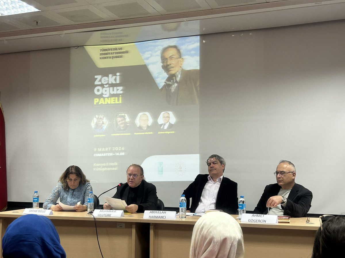 TDEDKonya's tweet photo. TDED Konya Şubesi olarak düzenlediğimiz merhum "Zeki Oğuz" panelimiz devam ediyor. Rahmetle ve eserleriyle yâd ediyoruz. 📸📚
#ZekiOğuz @tdedtr  
#DilimizKimliğimizdir 
@MuammerUluturk  @abd_harmanci  
#ŞafakOğuzÇakır  #AhmetGögercin https://t.co/rDqTYidJqB
