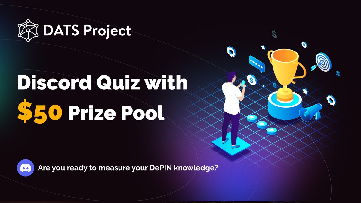 💸 DATS Project Discord Quiz with $50 Prize Pool 👉 https://t.co/3AxKLfwgtg  🎯 Give the right answers, share the prize pool as one of 10 people! 🕐  Join the quiz on our Discord