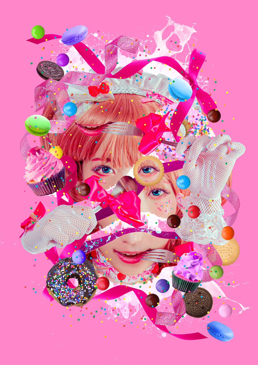 「#これを見た人は何かピンクいものをあげる見た人強制色んなピンクのコラージュアート」|カズシフジイ-ENISHI-のイラスト