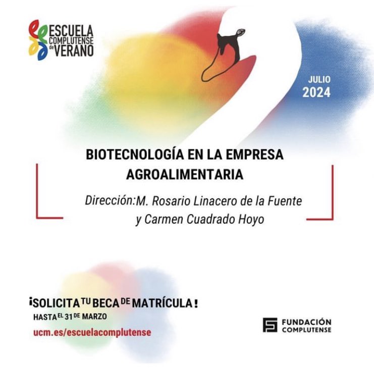 Si estás interesado en la biotecnología agroalimentaria, no te puedes perder este curso de la Escuela complutense de verano 
<a href="/fundacionucm/">Fundación Complutense</a> 
👇🏻👇🏻