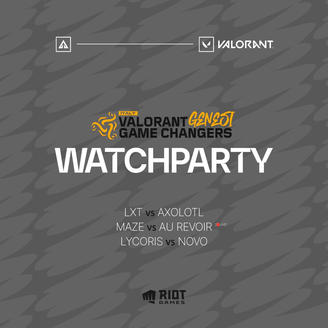 Watchparty ufficiale Riot #Playclub del 5° Round ufficiale del Valorant #GameChangersItaly #Genesi a Lobby Egames. 😲

Vi aspettiamo in tanti 🔊💣

🔰Lobby Egames 
Via Pietro Giannone, 16/a - Bari (BA)

@itVALORANT @king___esport