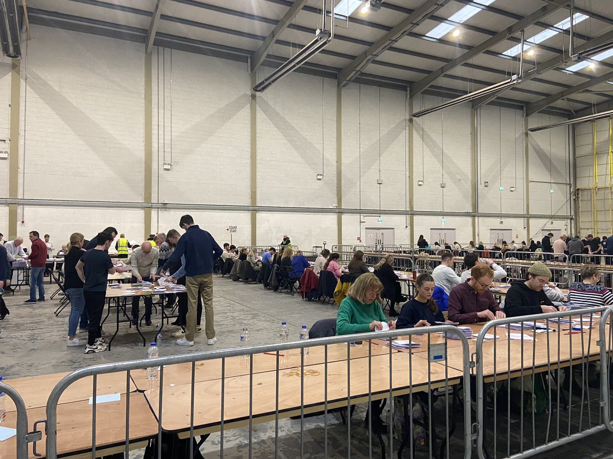dimitriodonnell's tweet photo. Counting of votes for Dublin Rathdown constituency on the family amendment underway at Weston Airport @rtenews https://t.co/W1Rb7fFS4j
