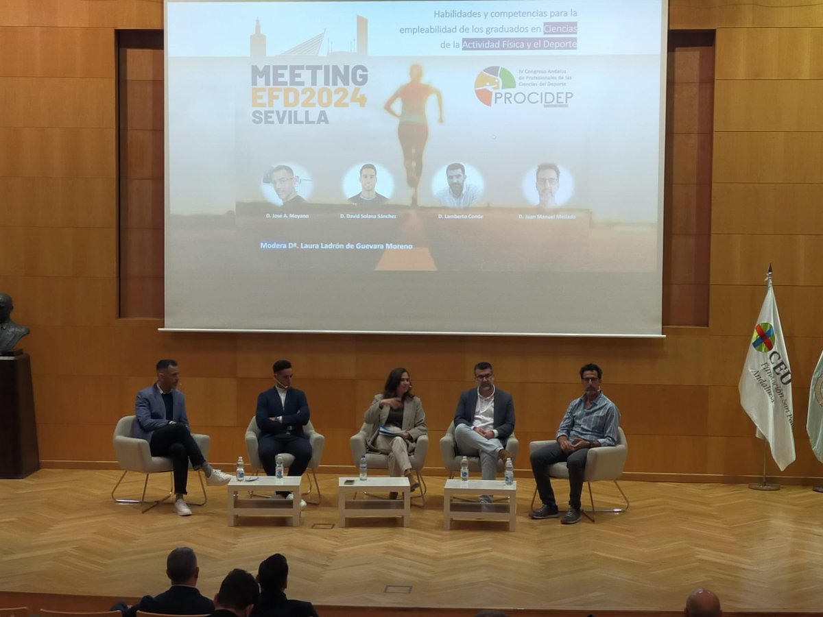 ColefAndalucia's tweet photo. 🔵 #MeetinEFDSevilla2024 | Mesa redonda Habilidades y competencias para la empleabilidad de los graduados #CAFyD, moderada por Laura Ladrón de Guevara.

Intervienen: José Aurelio Moyano, David Solana, Lamberto Conde y Juan Manuel Mellado.
#MeetinEFDSevilla2024 #PROCIDEP2024 #EFD https://t.co/s6KBfjlVue