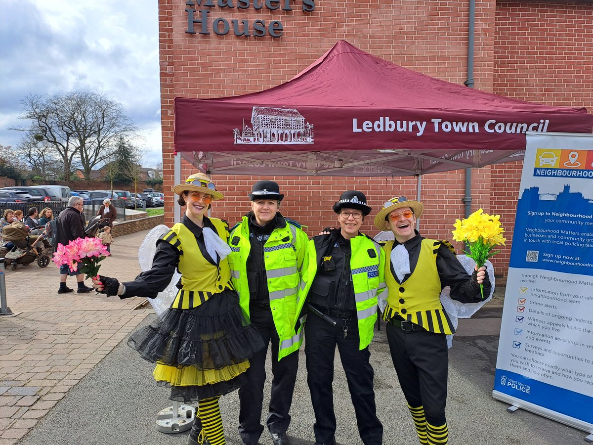 Ledbury Sgt Alice and PCSO Kirsten are Bee..having with World Pollinators who will be at The Methodist Church at 1pm performing.