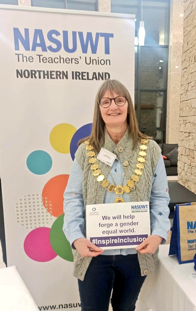 NASUWT Scotland President Linda Gibson was @NASUWT_NI #NASUWTNICONF24 to celebrate this year's #IWD 
#IWD2024 #IWD24 #InspiringInclusion