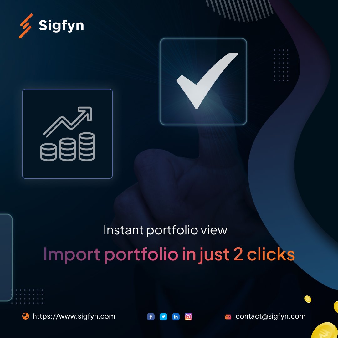 Sigfyn_Official's tweet image. You are just 2 clicks away to get a consolidated view of your portfolio. 

Import now – zurl.co/sGgm 

#ImportPortfolio #Portfolio #PortfolioBuilding  #InvestmentPortfolio #PerformanceTracking #PerformanceAnalysis #FinancialPortfolio #Sigfyn