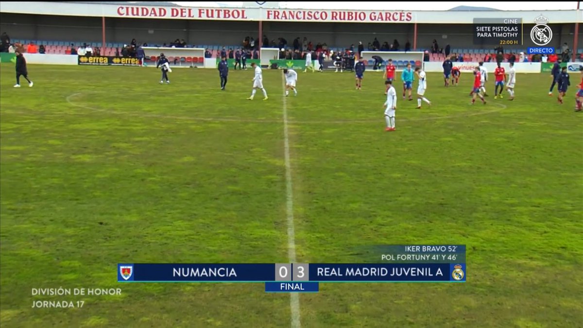 FT: Numancia 0-3 Juvenil A. ⚽️ Pol Fortuny (2) & Iker Bravo. Juvenil A win 0-3 away against Numancia. Arbeloa and Julián Carmona's side have now won for the 12th time in a row in the league and are now just 4 points behind Atlético Madrid, whom they face on March 17. Next…