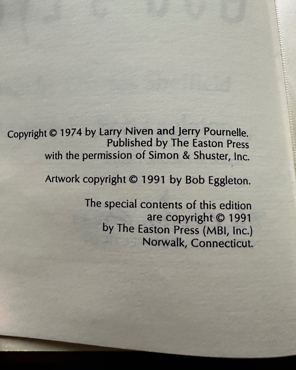 TimothyImholt's tweet photo. This is my leather bound edition of Mote In God's Eye by Larry Niven and Jerry Pournelle.
This is an epic journey through the stars It is the story of first contact with an alien race. It is a classic sci-fi masterpiece. Amazing book! #scifi #book #alienrace https://t.co/XV4GAfGPJw