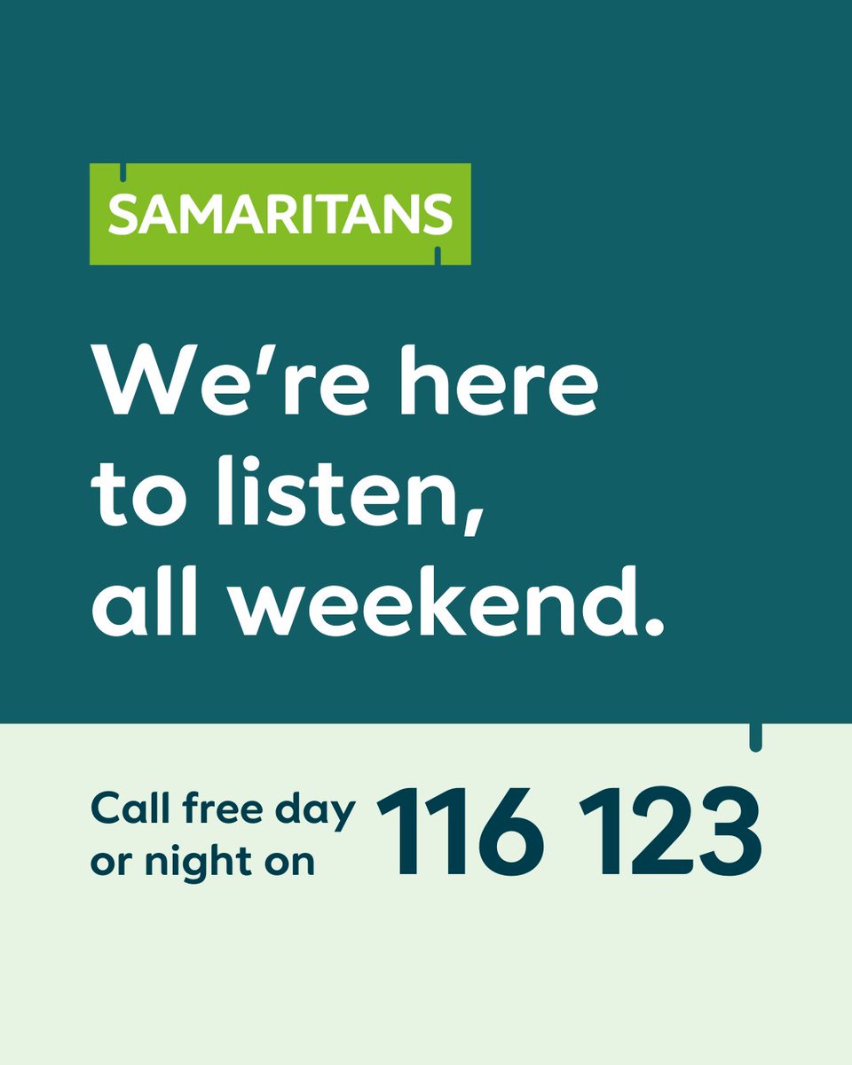 If this weekend is going to be difficult for you we are there to listen to how you are feeling 24/7 116123