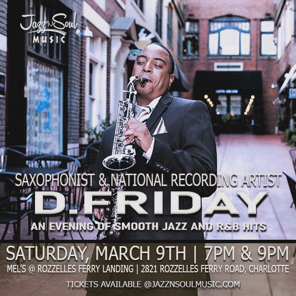 DerwinFriday's tweet photo. 🎷✨ Get ready to unwind with the sultry sounds of smooth jazz this Saturday March 9th at Mel's at Rozzelles Ferry! 🎶 Join me for a great evening where saxophone melodies provide the perfect soundtrack to end your week on a high note. 🍸🌙 https://t.co/UIMdTP4JtP