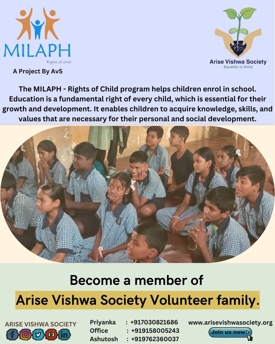 AriseVishwa's tweet photo. Namaste
Click on the link below
And
#Get_Involved
https://t.co/vlHqmc1Qg9
#Facebook_Page
https://t.co/S28gh1Vx2v
#MILAPH #Rights_of_Child #Arise_Vishwa_Society #NGO #SDGS #ESG #Volunteer #CSR #Sponsor #Joinus https://t.co/ghRx0cHS1Y