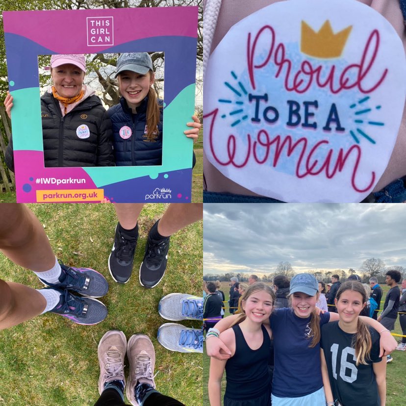 Fantastic morning at @parkrunUK @bushyparkrun Celebrating International Womens Day. We❤️our badges for volunteering 🙏 So proud of my @ponyracinggb candidates who all achieved a personal best this morning. #thesegirlscan
