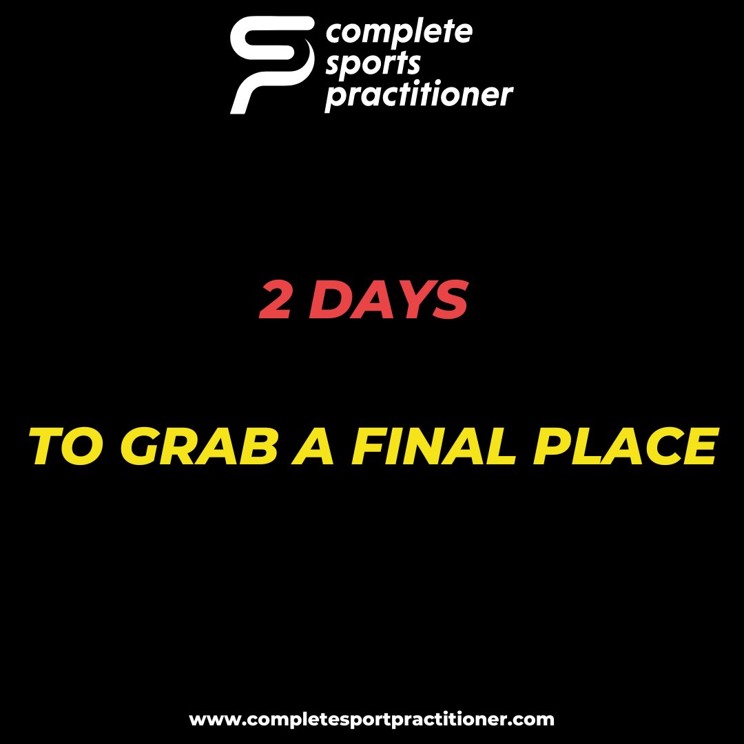 2 days to grab a final space!! Can’t wait to start on Monday!! completesportspractitioner.com ______________________________________ #sportsmentorship #physiomentorship #physioinsport #physiotherapist #physicaltherapist #athletictrainer #f1physio #f1 #workinmotorsport #workinsport