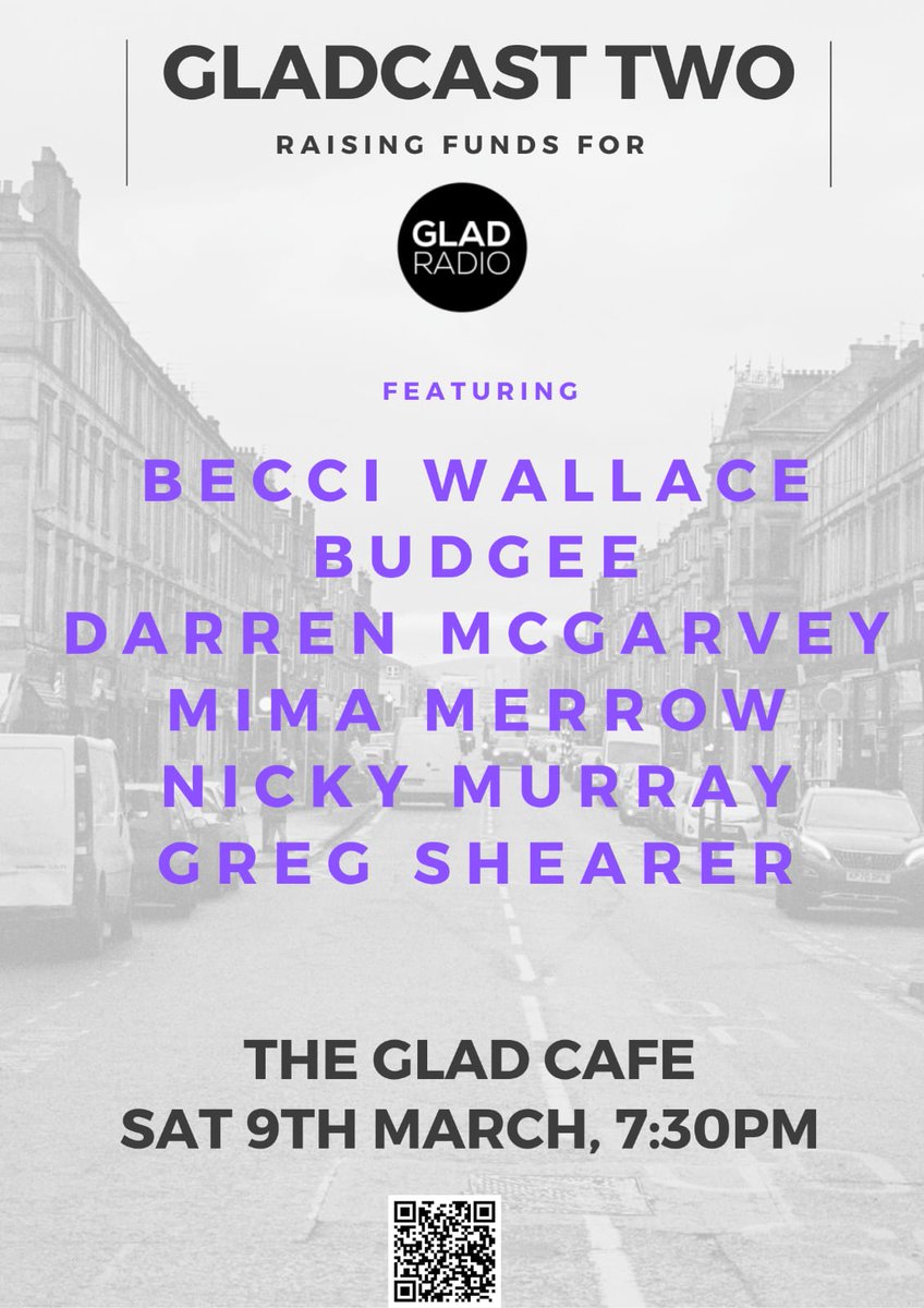 Glad Radio (@gladradio) on Twitter photo Our event goes ahead tonight at <a href="/thegladcafe/">The Glad Cafe</a> though due to illness there've been some changes. Delighted to say we're going to have some spoken word from <a href="/lokiscottishrap/">Darren McGarvey</a> and the beautiful music of <a href="/MerrowMima/">Mima Merrow (she/her)</a>. Tickets gladcasttwo.brownpapertickets.com or on the door. Our event goes ahead tonight at <a href="/thegladcafe/">The Glad Cafe</a> though due to illness there've been some changes. Delighted to say we're going to have some spoken word from <a href="/lokiscottishrap/">Darren McGarvey</a> and the beautiful music of <a href="/MerrowMima/">Mima Merrow (she/her)</a>. Tickets gladcasttwo.brownpapertickets.com or on the door.