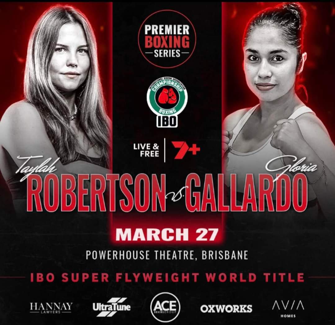 IBOBoxing's tweet image. A massive month of @IBOBoxing fights in Australia as Taylah Robertson🇦🇺 meets Gloria Gallardo🇲🇽 for the World Super Flyweight title. 🥊🔥
@ausboxing 
#OzBoxing