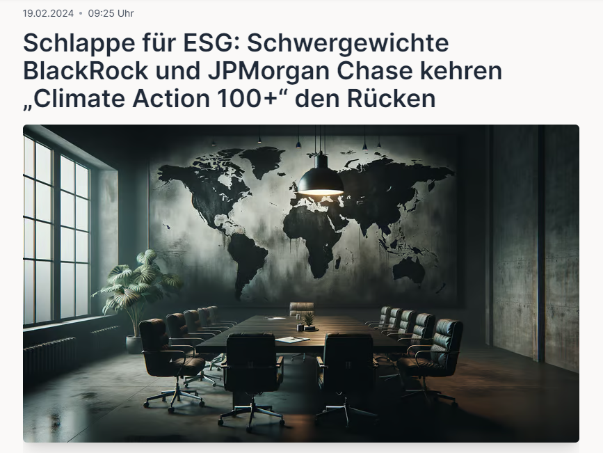 Bateman234's tweet photo. "........führte zu einem Rückgang des Gesamtvermögens des Investmentverbands um 16 Billionen US-Dollar. Dieser Schritt zeigt, dass selbst innerhalb der Finanzwelt die Akzeptanz für die strengen ESG-Richtlinien nicht unumstößlich ist."
#GreenReset #ESG #BlackRock #JPMorgan https://t.co/6ePhuObW5s