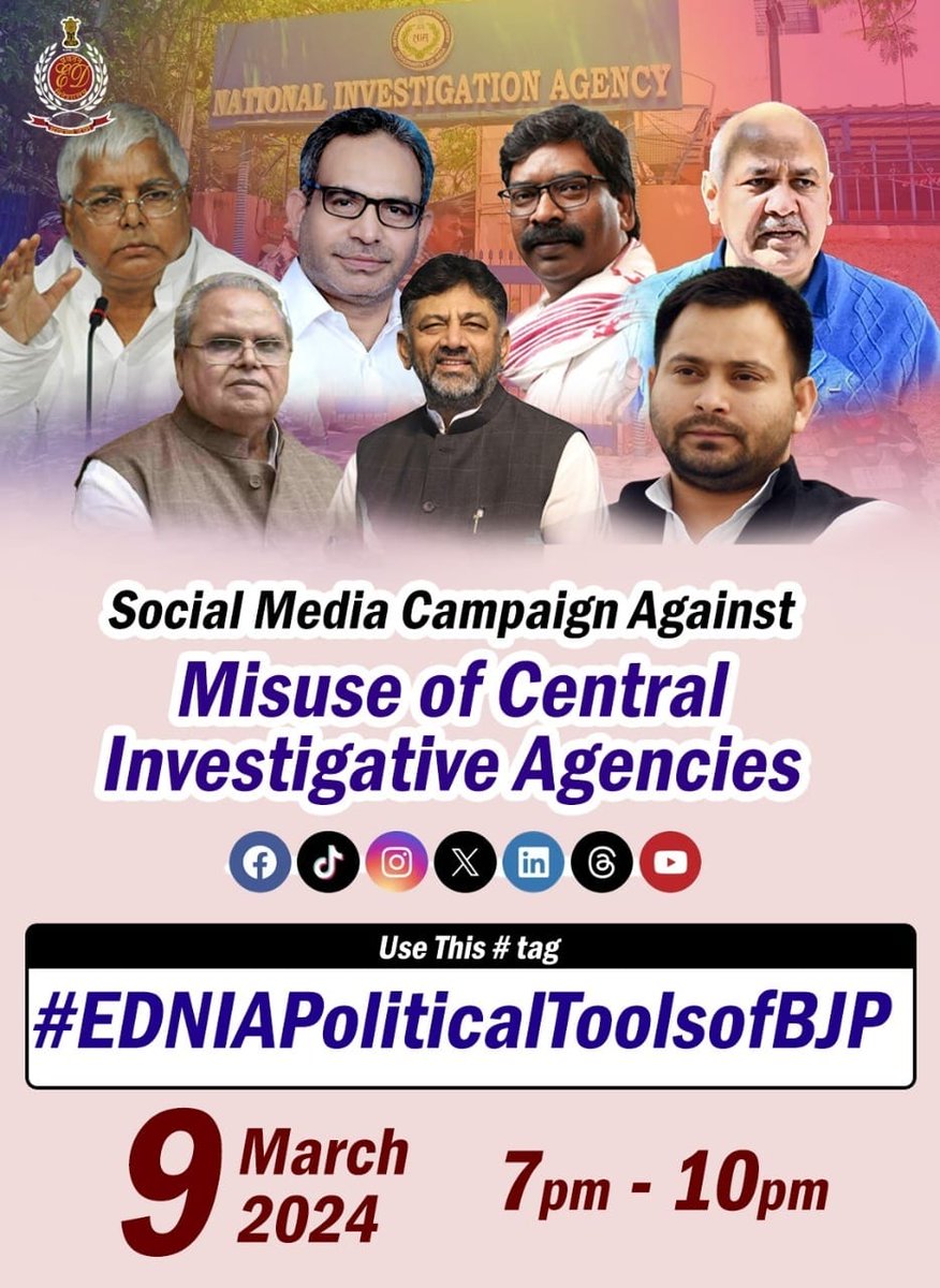 Ismailmounttown's tweet photo. #EDNIAPoliticalToolsofBJP  

Law enforcement agencies act as BJP's political tools. https://t.co/mJjS155L1T