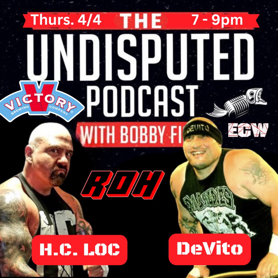 ECW staples and @ringofhonor Former Tag Team Champions “The Carnage Crew” Tony DeVito and @HCLoc1 will be our 1st guest on @w_undisputedpod Thursday 4/4 from 7-9pm recorded LIVE from @VictoryBeer Taproom Philly | 1776 Ben Franklin pkwy 0.2 miles from @WWE Wrestle Con.