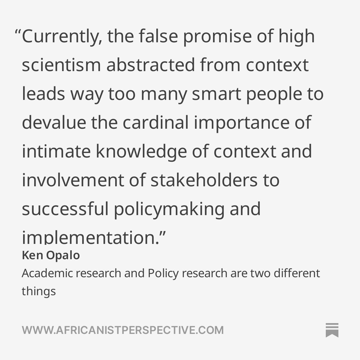 This piece is so good: How academic incentives around “evidence based policy” are misaligned with the demands of policymaking in complex settings—and more. So many insights here, including why the political economy of implementation matters but is often underemphasized.