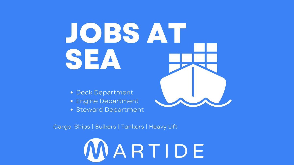 Apply now at Martide 👉  buff.ly/2Piaa1G 
#seafarerjobs #seamanjobs #seamenjobs #maritimejobs #jobsatsea #jobsonships #shipjobs #crewjobs #crewingjobs #merchantnavyjobs #merchantmarinejobs