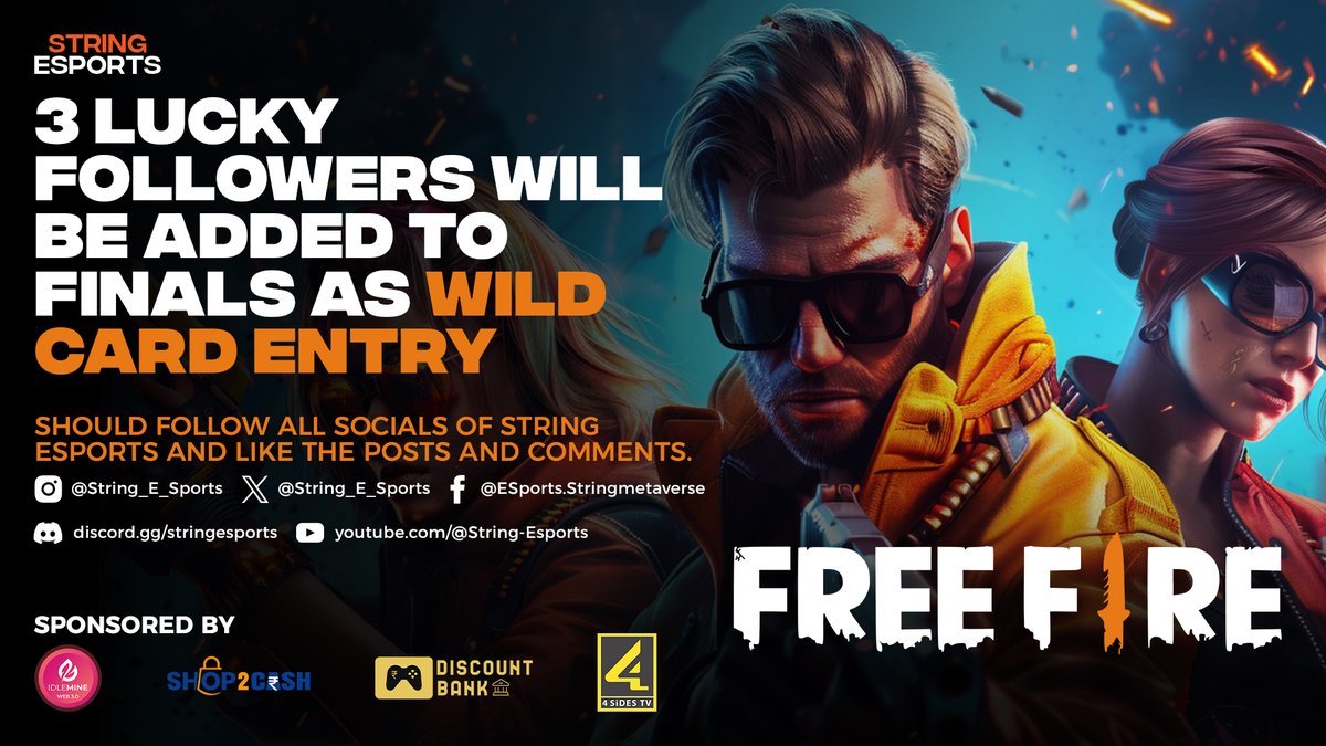 String_E_Sports's tweet image. Grab this opputunity to be the Finalist in 
String Esports Free Fire Solos Battlefield Tournament.

Hurry Up.
#Stringesports #Stringmetaverse #freefire #eSports #Battlegrounds