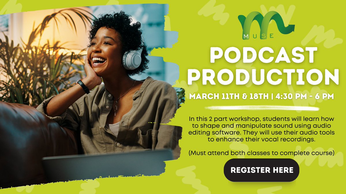 aocinlft's tweet image. 🎉 Join fellow aspiring podcasters in our Teen Muse Podcast Production class! 🎧 Limited spots – starts this Monday, March 11th at 4:30 pm. Don&apos;t miss out! #TeenPodcastClass #CreateWithAOC #TeenMuse 
🎙️Register here (aocinc.org/muse) to be a voice of your generation!